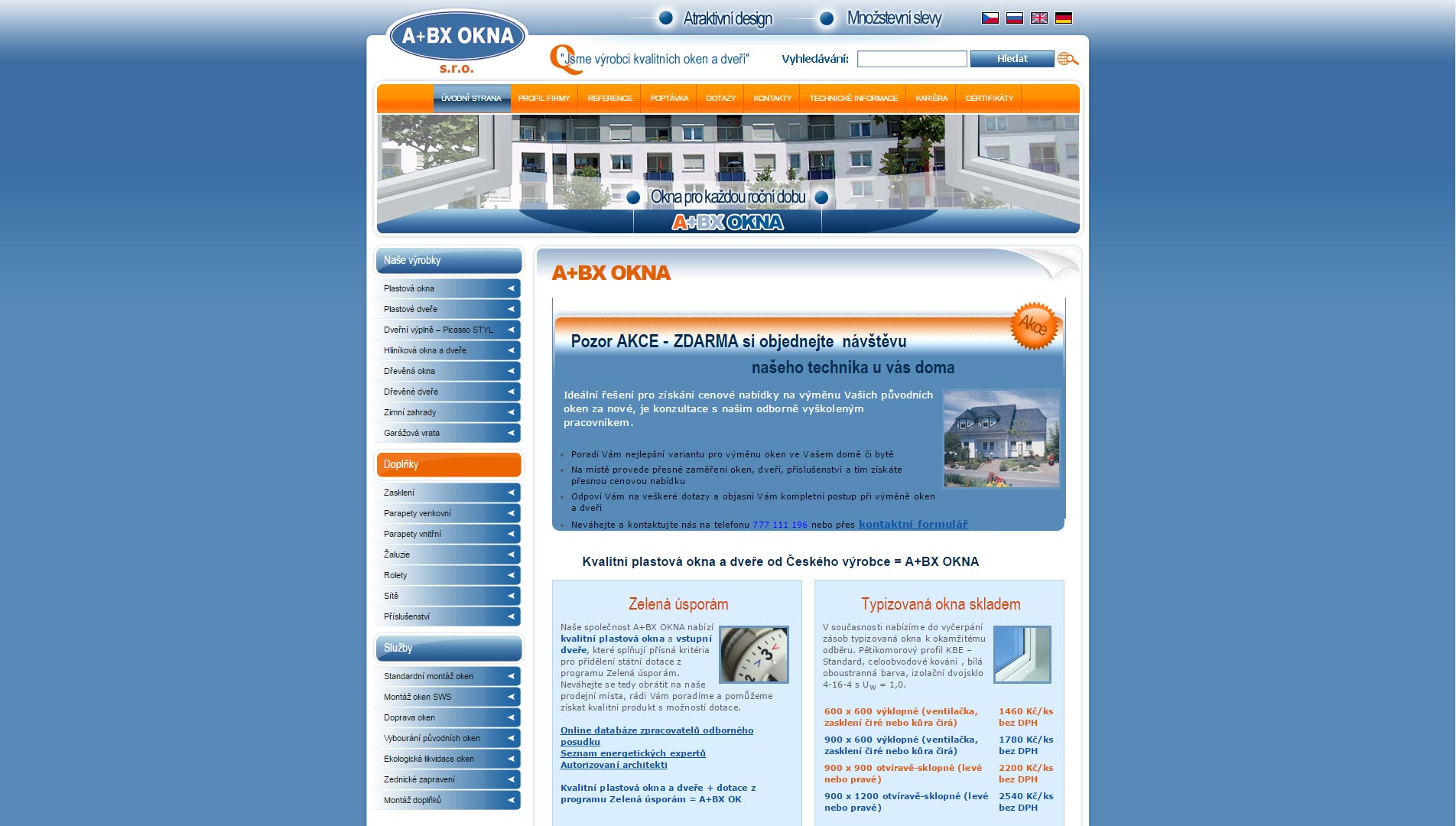 A + BX OKNA, s.r.o. - web výrobce plastových oken